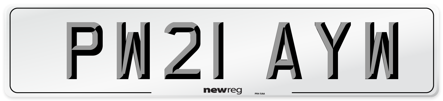 PW21 AYW Number Plate from New Reg